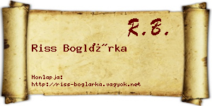 Riss Boglárka névjegykártya